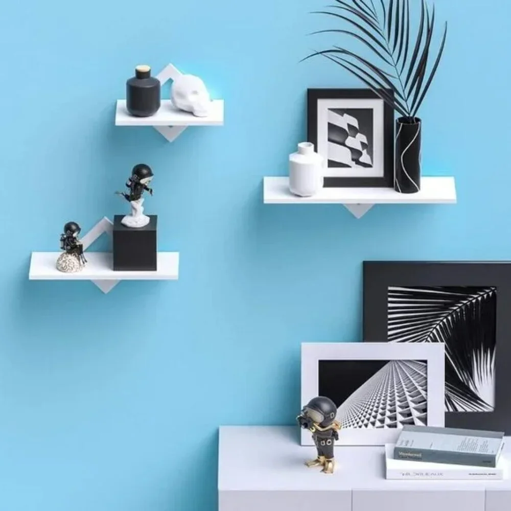 Wall Shelves Set of 3, Wall Mounted Shelves - White